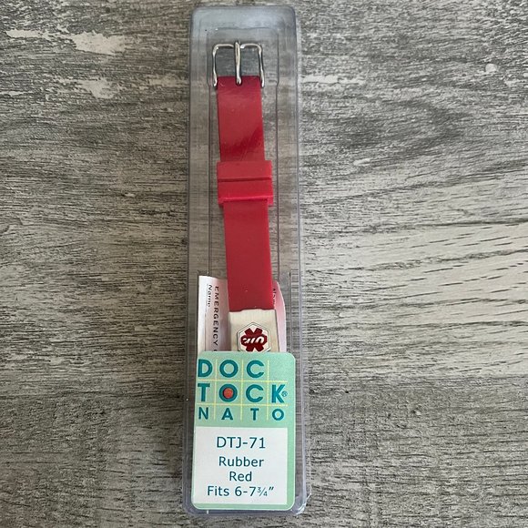 NEW! Unisex Silicone & Stainless Medical ID Bracelet Blue or Red ~ Plate Opens - Picture 5 of 5